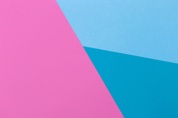 Paper pink, blue, pastel empty background, geometrically located. Color blank for presentations, copy space.