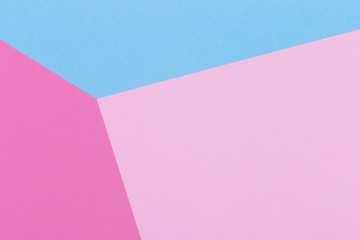 Paper pink, blue, pastel empty background, geometrically located. Color blank for presentations, copy space.