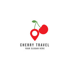 Cherry travel Logo Vector icon