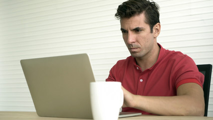 Latin Hispanic man shock with wrong decision investment result stress out