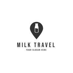 Milk travel Logo Vector icon