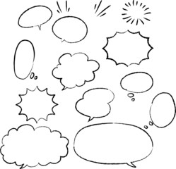 吹き出し　白黒　イラスト