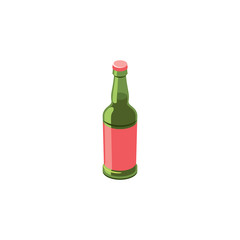 Beer bottle. Vector 3d isometric, color web icons set, new flat style. Creative illustration design, idea for infographics.