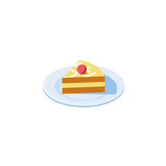 Piece of cake plate. Vector 3d isometric, color web icons set, new flat style. Creative illustration design, idea for infographics.