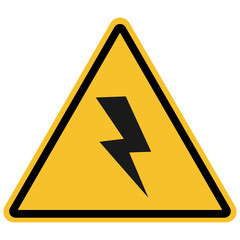 High voltage danger sign, safety vector illustration.Yellow,black.