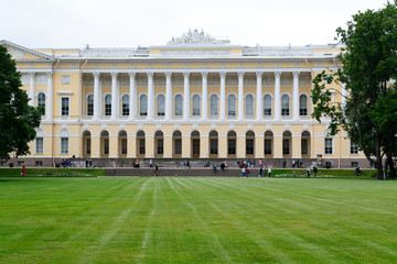 Fototapeta na wymiar Saint Petersburg, Russia, august 2019. The neoclassic palace of the Russian Museum located in the Mikhailovsky garden