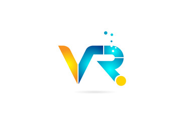letter combination vr v r orange blue alphabet for company logo