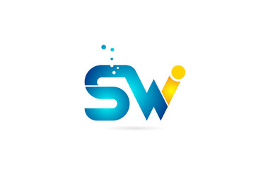 letter combination sw s w orange blue alphabet for company logo