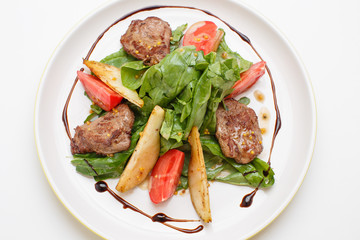 meat with potato and a spinach