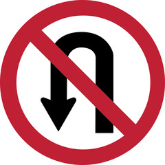 Prohibition Sign U-Turn,Draw from Vector Illustration