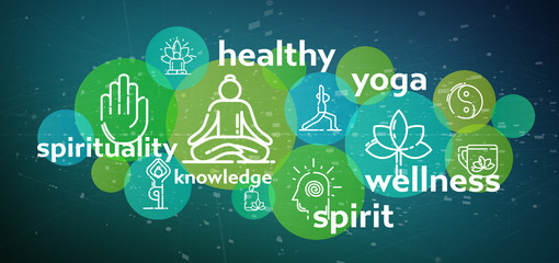 Conscious head icon on a color background