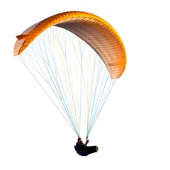 Tuinposter Beautiful paraglider in flight. isolated © Venera