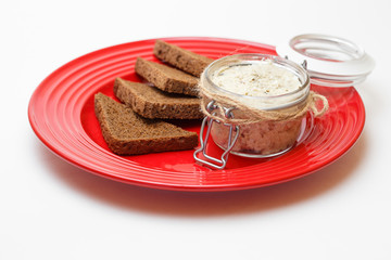 pate with a croutons in a plate