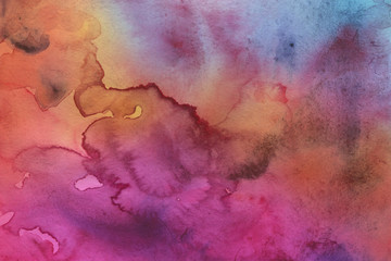 Bright colorful watercolor paper textures on white background. Chaotic abstract organic design.