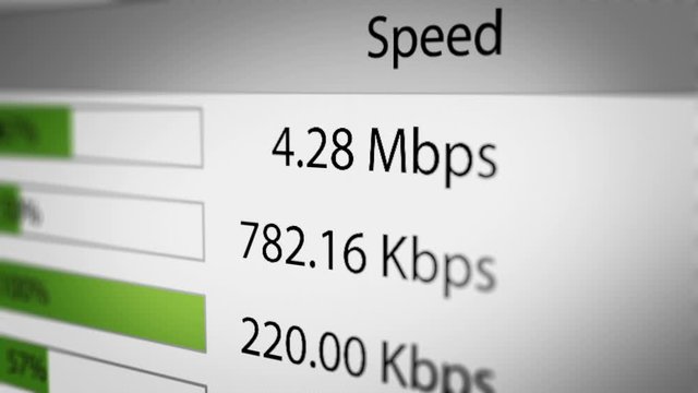 Data Speed With Progress Bar on Computer Monitor Screen