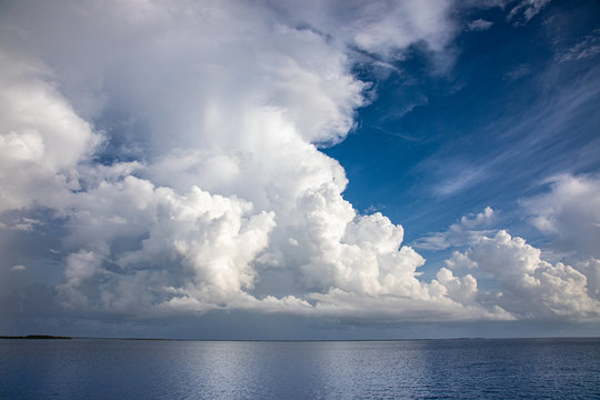 Thunderheads over the Gulf of Mexico are harbingers of severe weather ahead. These cumulonimbus clouds, moving to the east, produced thunderstorms as they moved inland.