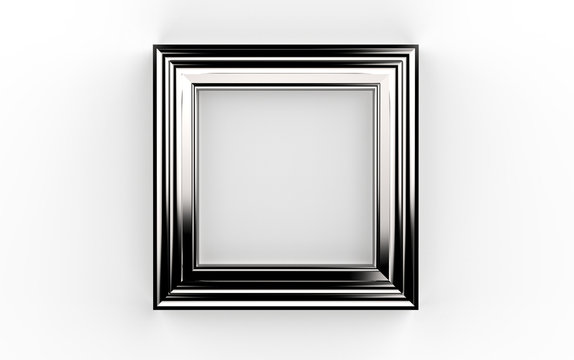 beautiful silver frame 3d illustration on white background