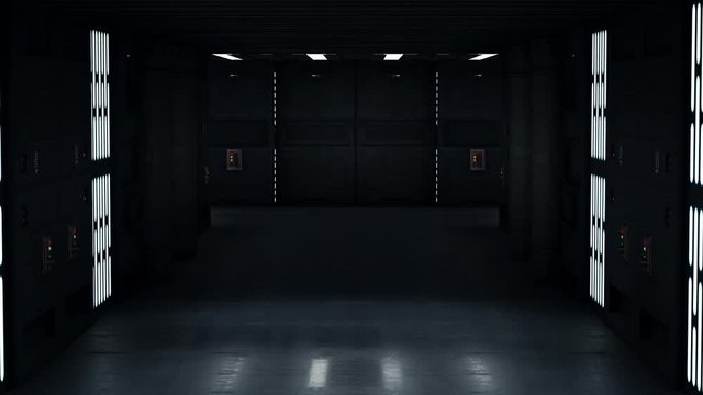 Moving down a spaceship hallway 3D