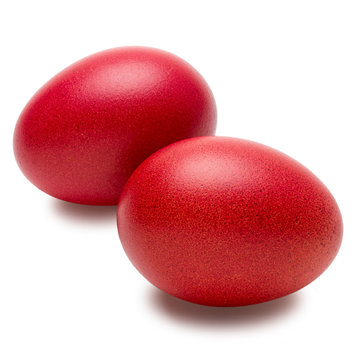 Two red easter egg isolated white background