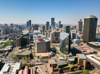 Naklejka premium High angle view over Johannesburg city center, South Africa