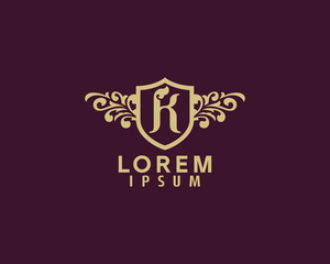 Luxury Shield and Flourish Initial K  Logo Awesome Perfume, Beauty, Spa, hotel and more brands new