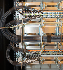 Netzwerkkabel an einem Netzwerk Switch für eine Cloud Umgebung 