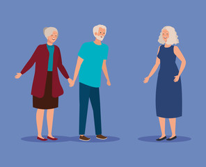 Naklejka premium old couple together with elderly woman