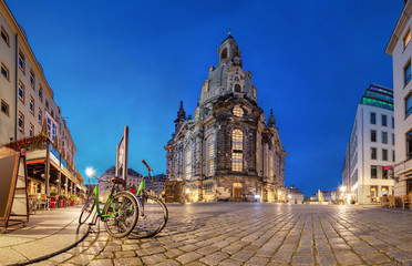 Naklejka na ściany i meble Dresden, Germany. Frauenkirche - Baroque church reconsecrated after being destroyed in World War II