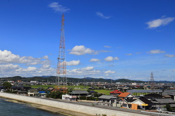 Fototapeta na wymiar Okayama city along Asahi river, Japan