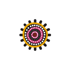 Aboriginal art dots painting icon logo design vector template