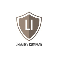 Fototapeta na wymiar Initial Letter LI Shield Design Loco Concept