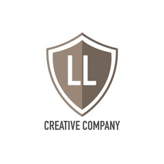 Fototapeta na wymiar Initial Letter LL Shield Design Loco Concept