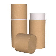 Kraft paper cardboard tube package mock up. 3d render isolated on white background.