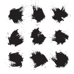 Black abstract spots on the white background. Grunge background set. Vector illustation.