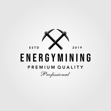 Pickaxe Energy Mining Luxury Vintage Logo Design Illustration