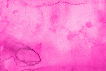 Pink watercolor texture with abstract washes and brush strokes on the white paper background. Chaotic abstract organic design.
