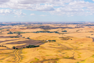Close-up of Town of Steptoe in the Rolling Farmland of the Palouse from the Top of Steptoe Butte in Washington State