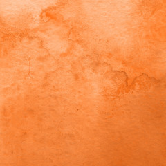 Autumn orange watercolor abstract background with waves and strokes on white paper background. Trendy look. Chaotic abstract organic design.