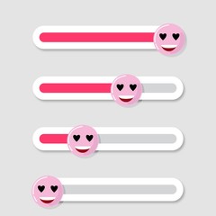 Slider social interface, emoji love