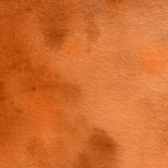 Orange watercolor abstract background with waves and strokes on white paper background. Trendy look. Chaotic abstract organic design.