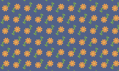 Fototapeta na wymiar Orange Flower Pattern With Background