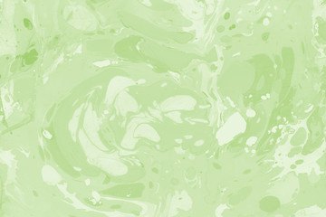 Green marble ink paper textures on white background. Chaotic abstract organic design.