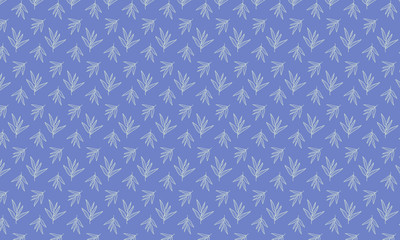 Blue Background and Hyssop Leaves and Branch Pattern Background