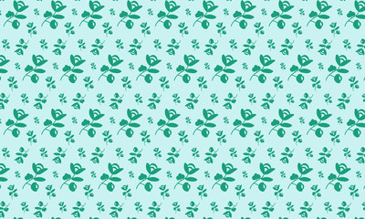 Viridian Background and Green Hollyhock Flower Pattern Background