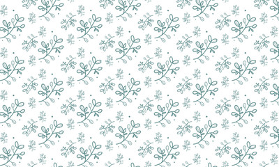 Teal Poppy Leaves with Dots Pattern Background