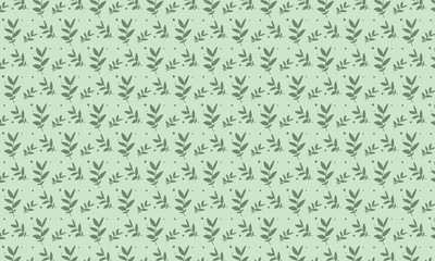 Light Green Background Green Curve Elder Leaves with dots Pattern Background