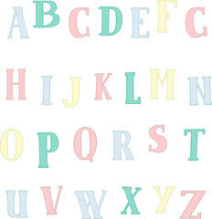 Hand-drawn vector ABC colored. Cute and funny letters of the alphabet isolated