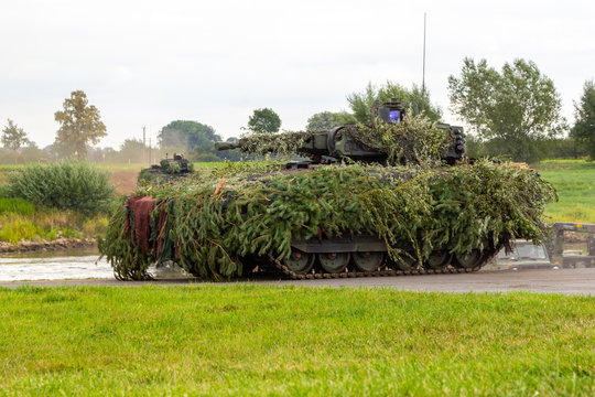 German army infantry fighting vehicle  drives on tactical exercise at military training area