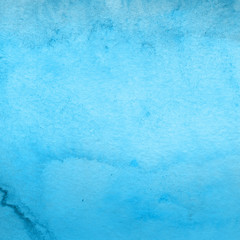 Colorful blue watercolor winter paper textures on white background. Chaotic abstract organic design.	