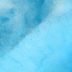 Colorful blue watercolor winter paper textures on white background. Chaotic abstract organic design.	